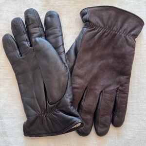 Mens Lined Leather anmd Suede Gloves - Brown - Lamb Shearling